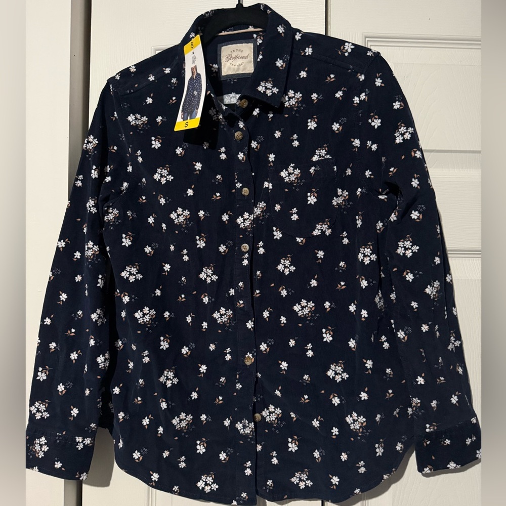 Jachs Girlfriend Women's Mini Corduroy Shirt Button-up, Size Small